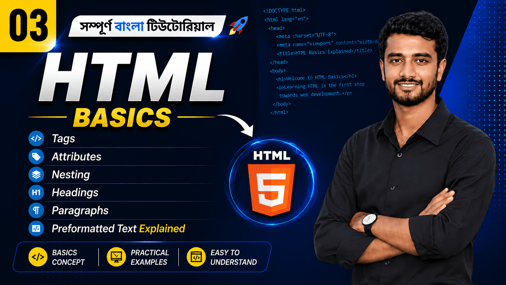 HTML Basics: Tags, Attributes, Nesting, Headings, Paragraphs & Preformatted Text
