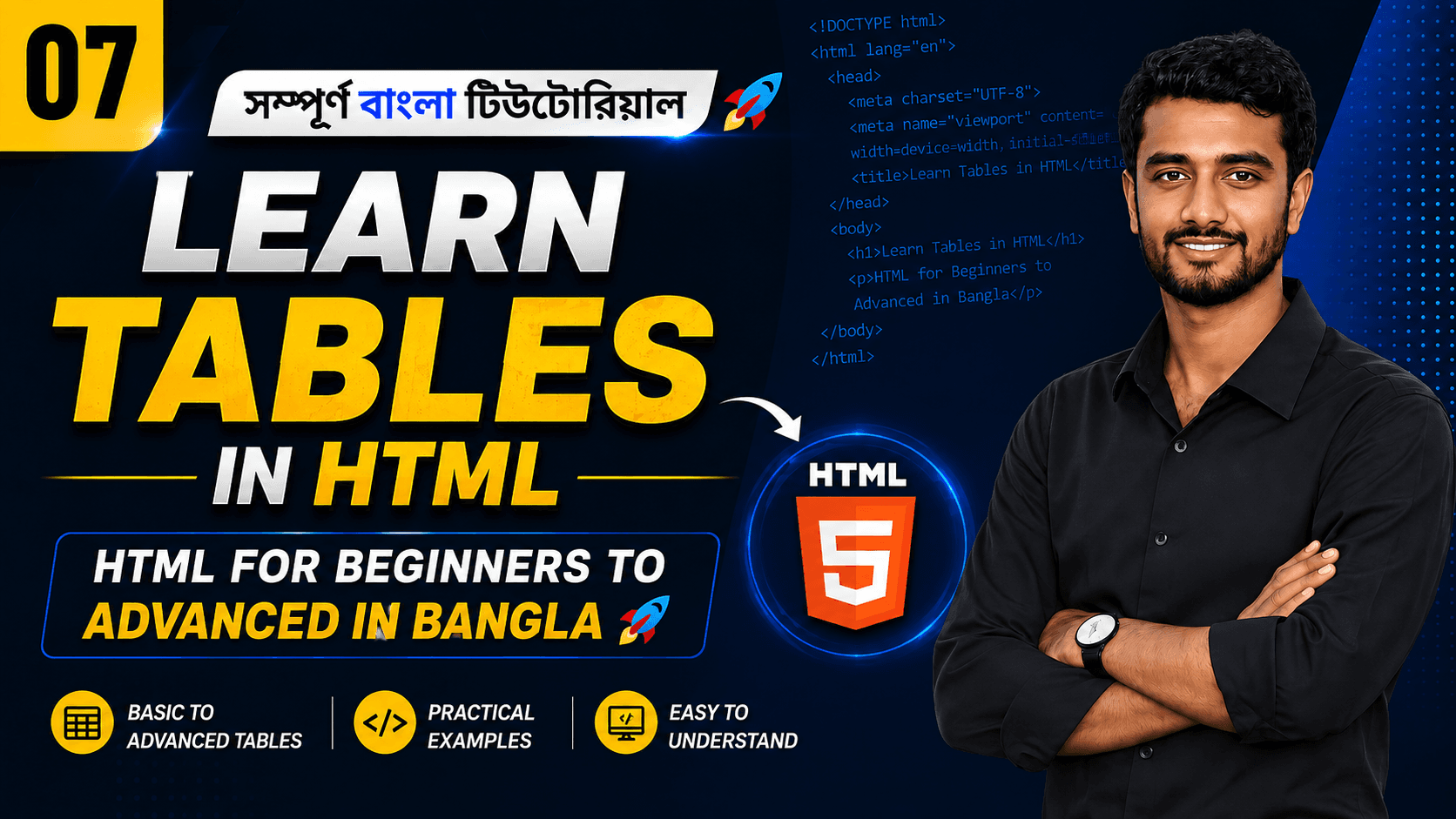 Learn Tables in HTML | HTML for Beginners to Advanced in Bangla
